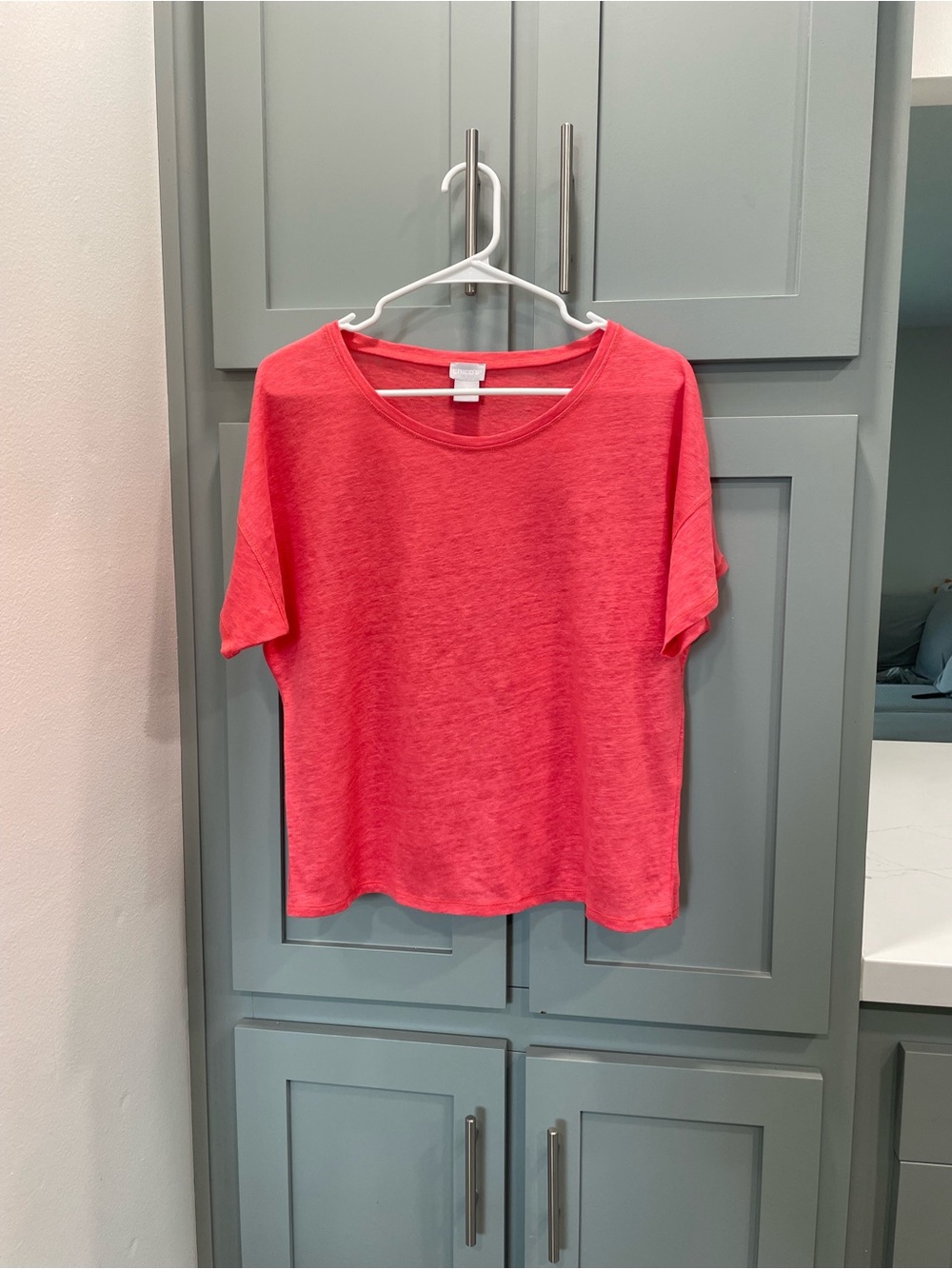 Chico's linen Short-Sleeve Crewneck Tee in Coral
